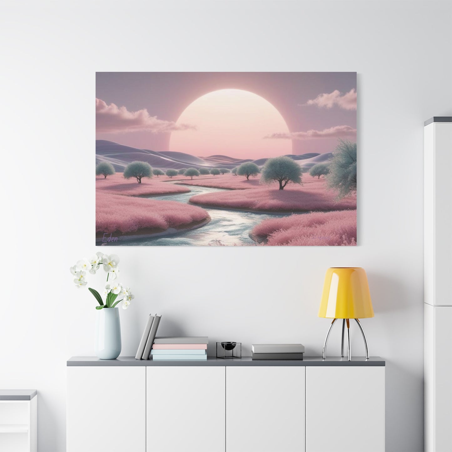 Serene Landscape Canvas Print - "Pink Eden", Wall Art Decor, Home Décor, Gift for Nature Lovers, Living Room Decoration