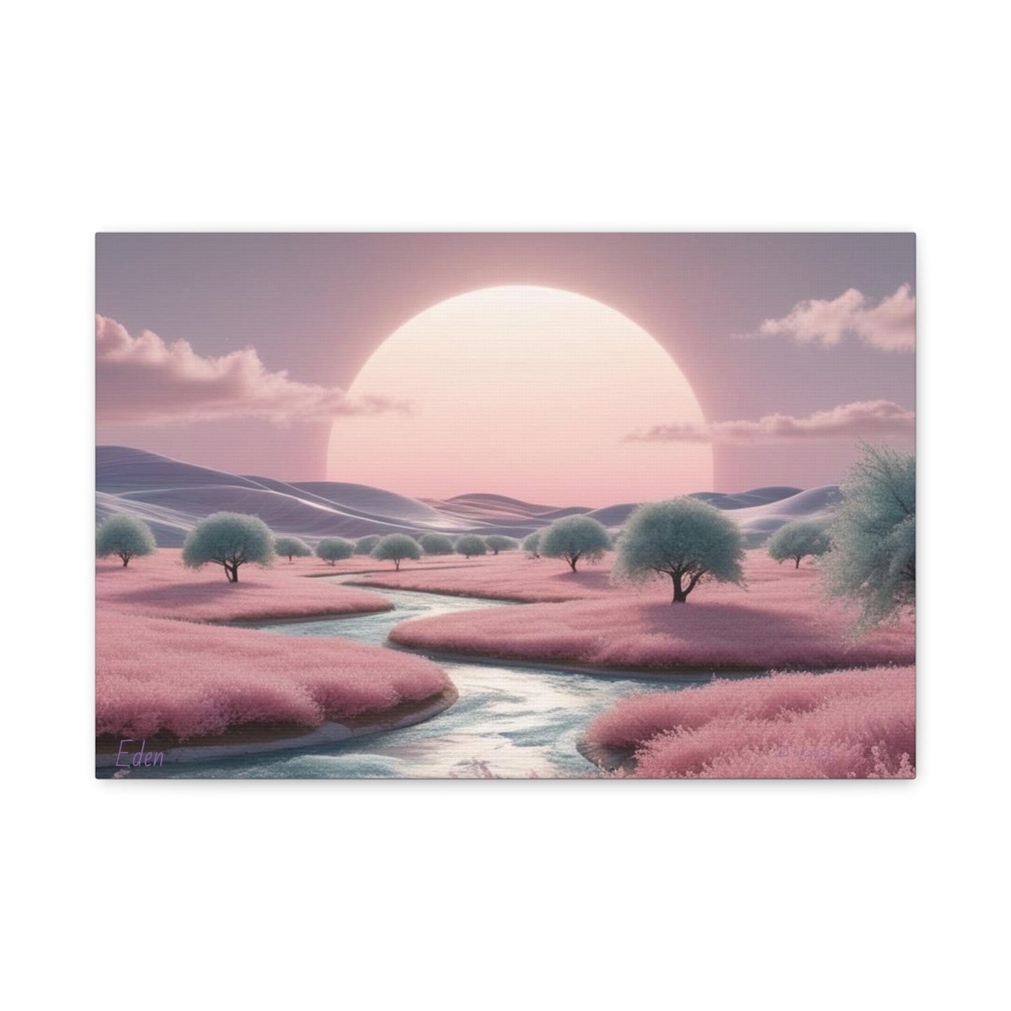 Serene Landscape Canvas Print - "Pink Eden", Wall Art Decor, Home Décor, Gift for Nature Lovers, Living Room Decoration