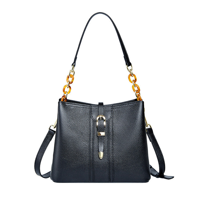 Genuine Leather Designer Handbag, Fashion, Elegant, High Quality, Large Capacity, Bucket Bag