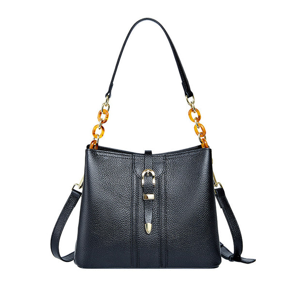 Genuine Leather Designer Handbag, Fashion, Elegant, High Quality, Large Capacity, Bucket Bag