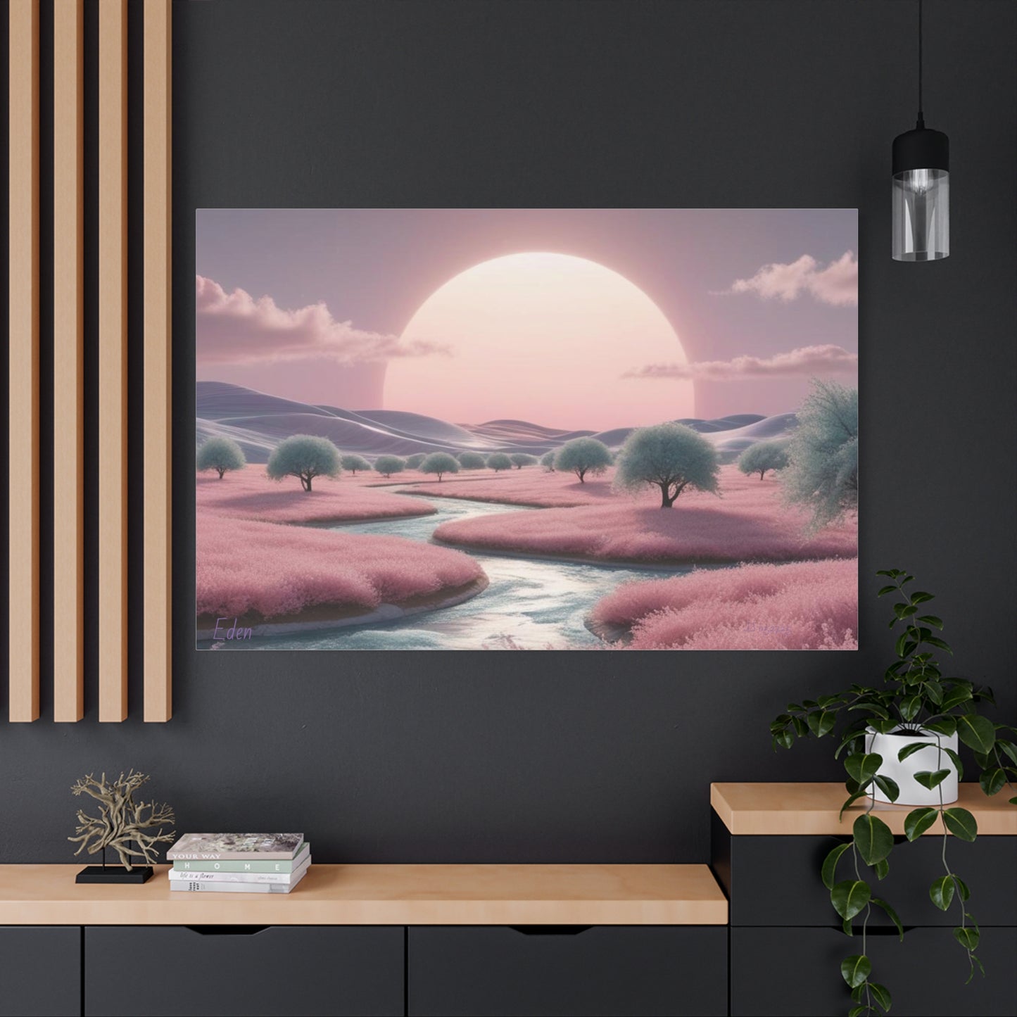 Serene Landscape Canvas Print - "Pink Eden", Wall Art Decor, Home Décor, Gift for Nature Lovers, Living Room Decoration