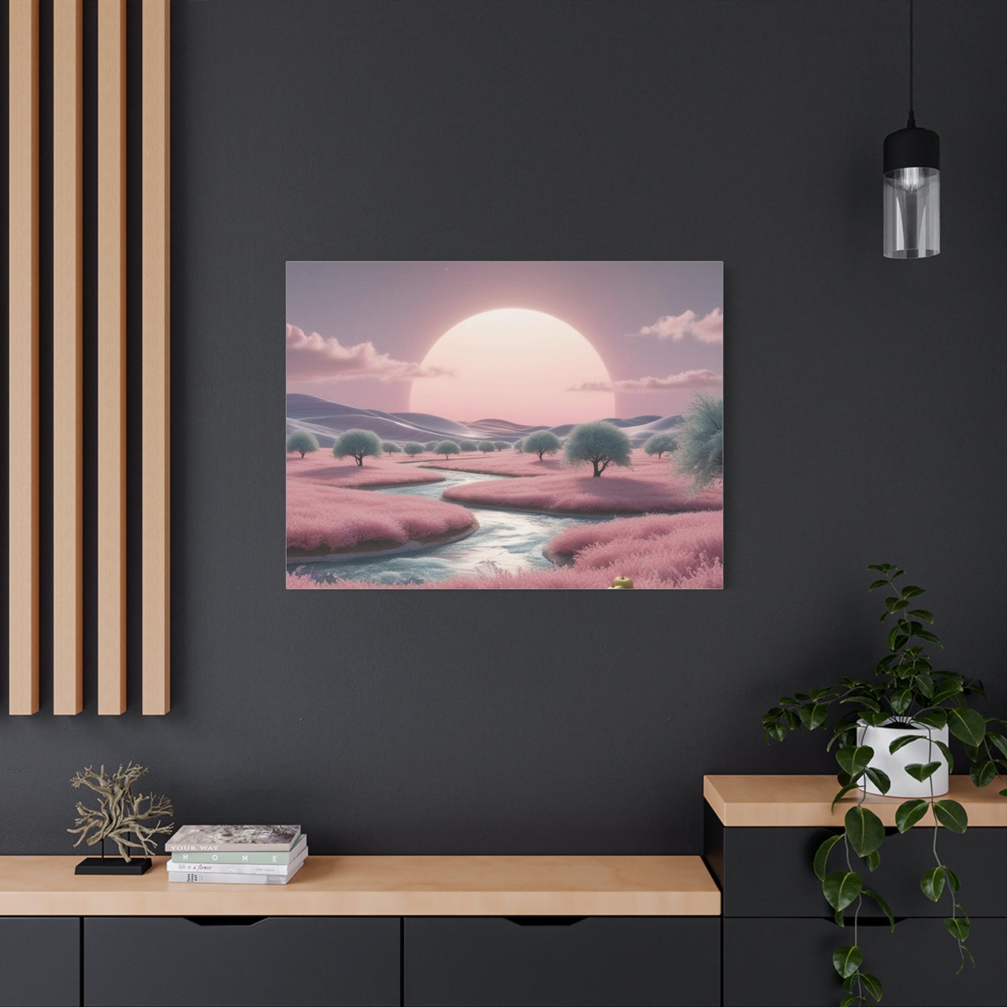 Serene Landscape Canvas Print - "Pink Eden", Wall Art Decor, Home Décor, Gift for Nature Lovers, Living Room Decoration