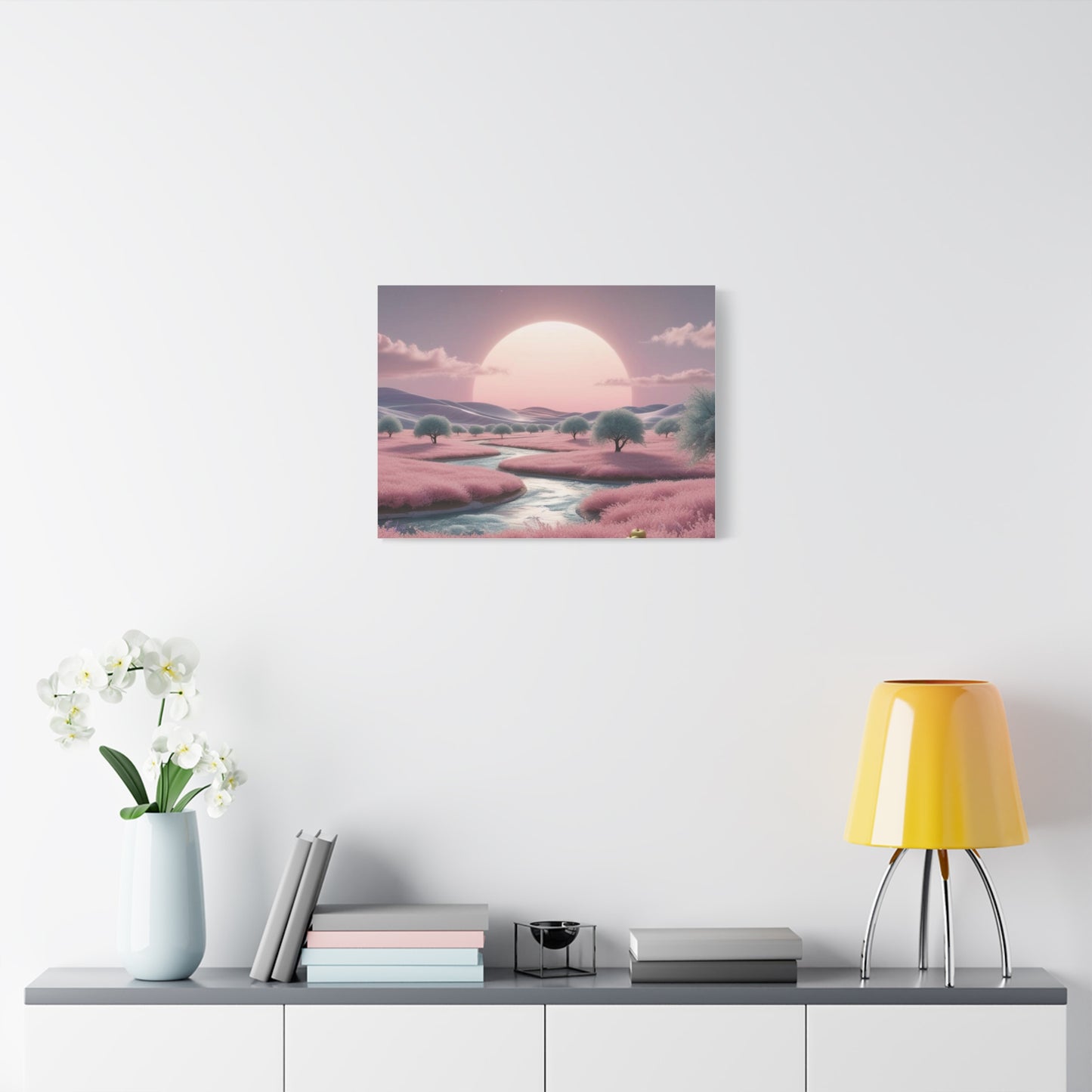Serene Landscape Canvas Print - "Pink Eden", Wall Art Decor, Home Décor, Gift for Nature Lovers, Living Room Decoration