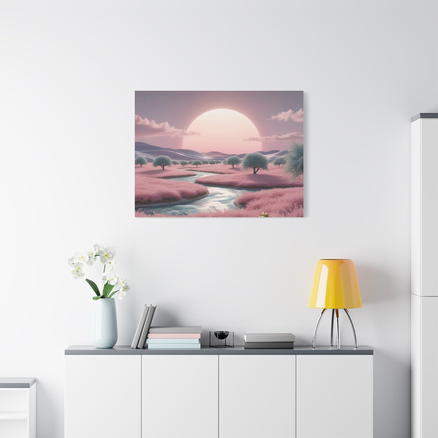 Serene Landscape Canvas Print - "Pink Eden", Wall Art Decor, Home Décor, Gift for Nature Lovers, Living Room Decoration