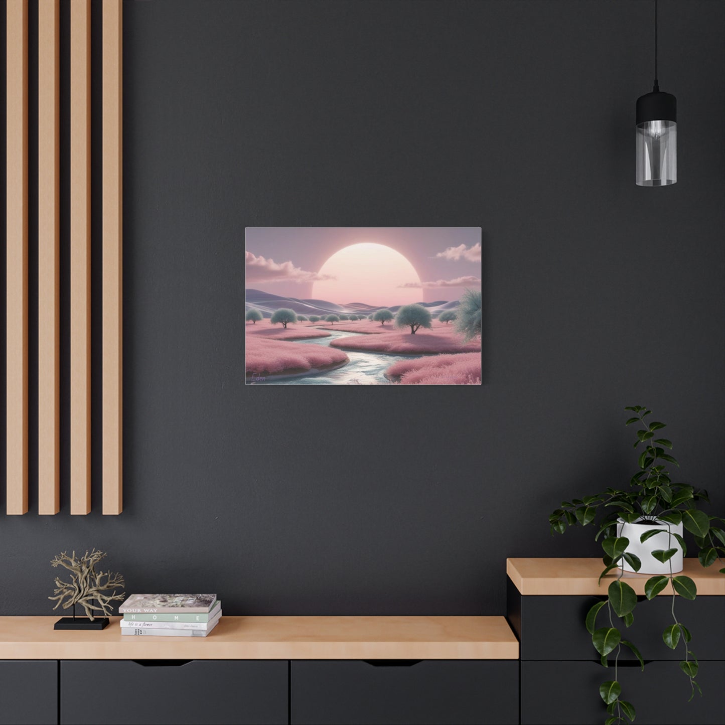 Serene Landscape Canvas Print - "Pink Eden", Wall Art Decor, Home Décor, Gift for Nature Lovers, Living Room Decoration