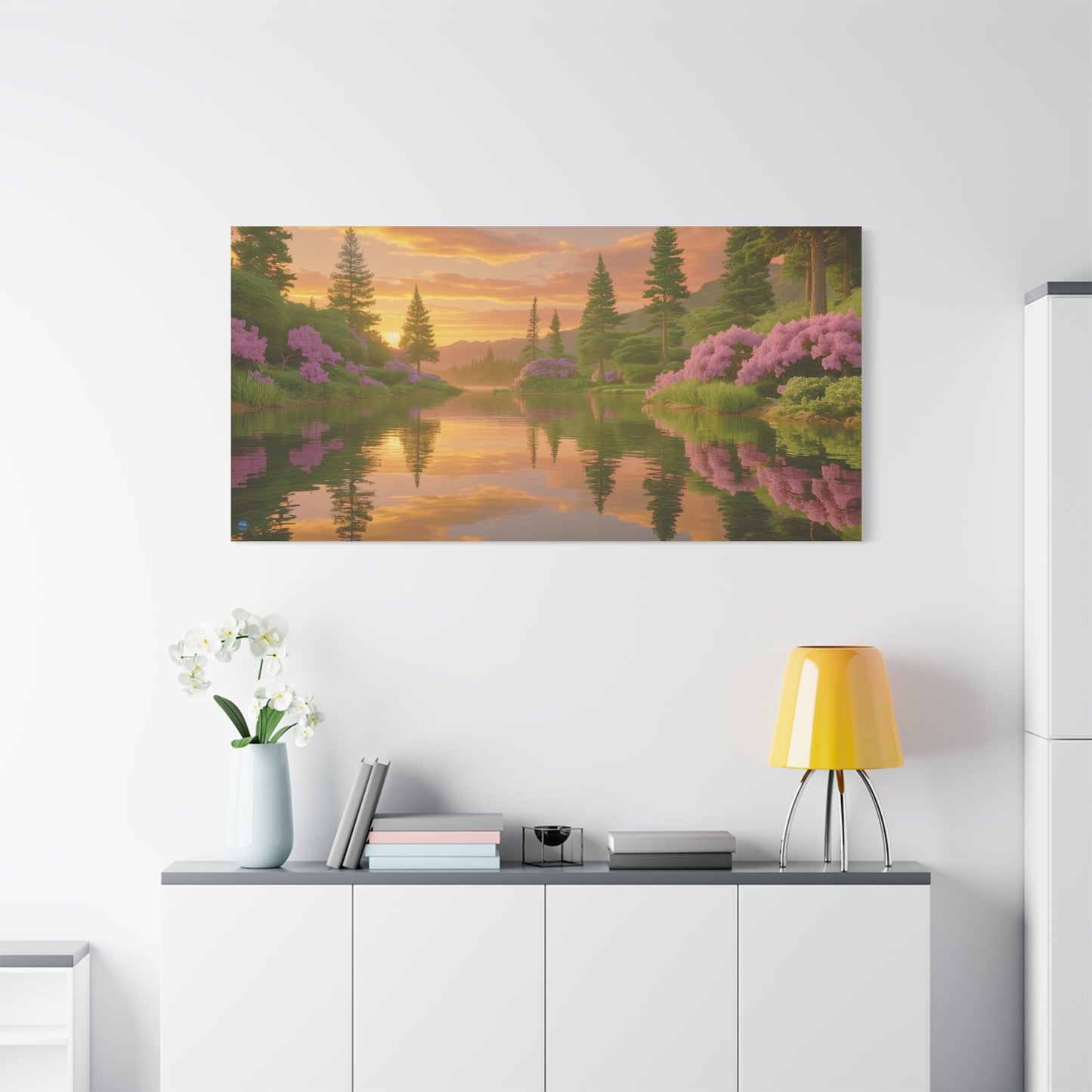 Serena Lake Sunrise Landscape Canvas Print - "Reflection" series, Tranquil and Abundant, Wall Art Decor, Home Décor, Gift for Nature Lovers, Living Room Decoration