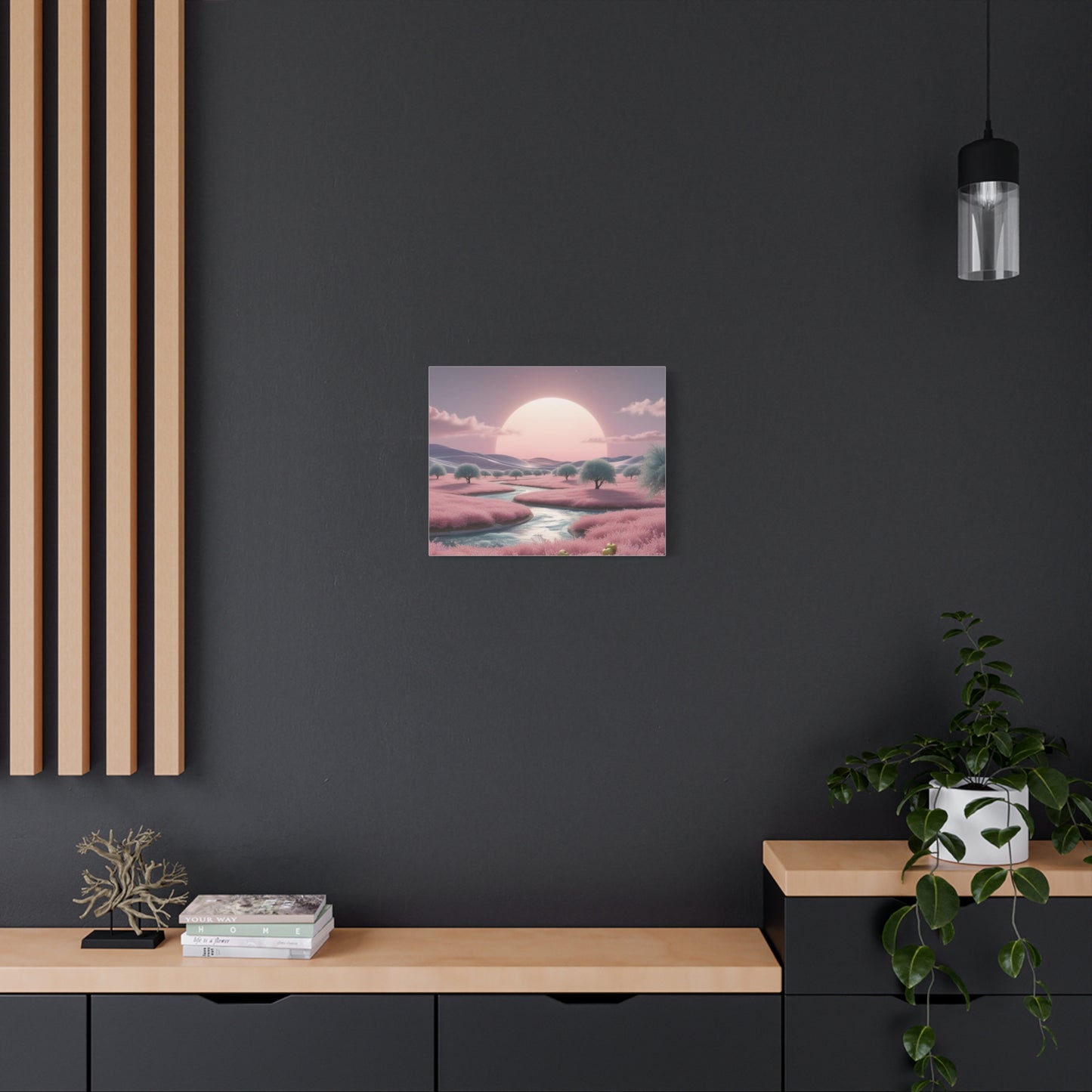 Serene Landscape Canvas Print - "Pink Eden", Wall Art Decor, Home Décor, Gift for Nature Lovers, Living Room Decoration