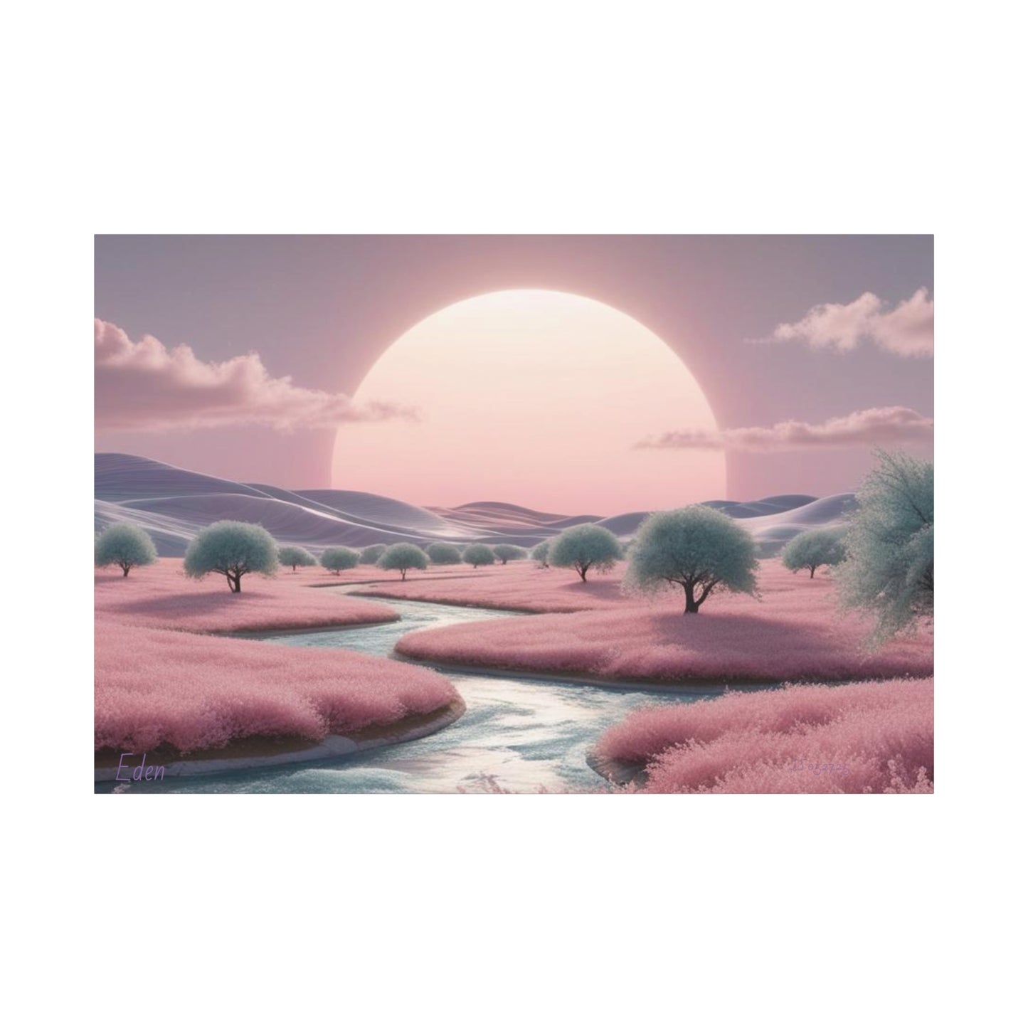 Serene Landscape Canvas Print - "Pink Eden", Wall Art Decor, Home Décor, Gift for Nature Lovers, Living Room Decoration
