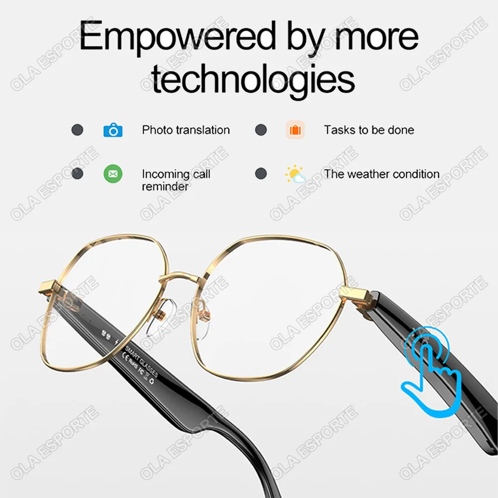 AI Smart Glasses Intelligent Realtime Language Translator Bluetooth Wireless Headphone AI Chat Anti-blue light glasses Men Women