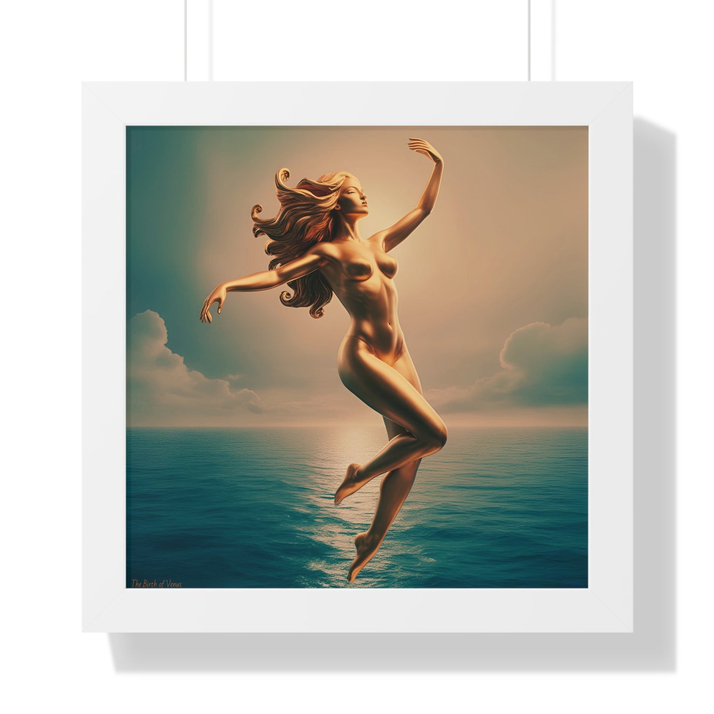 "Witness the Birth of Celestial Beauty — Golden Venus Rises from the Ocean’s Embrace";Dreamy Art for Home Decor, The Birth of Venus" Series, Modern Home Art, Unique Gift for Her, Beach House Wall Art, Stylish Decor