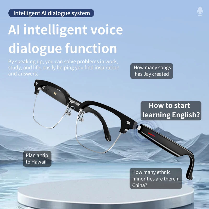 Smart Glasses Translator Bluetooth Audio Call Voice Assistant Listen Songs AI Smart Translate Eyeglasses for Studying Business