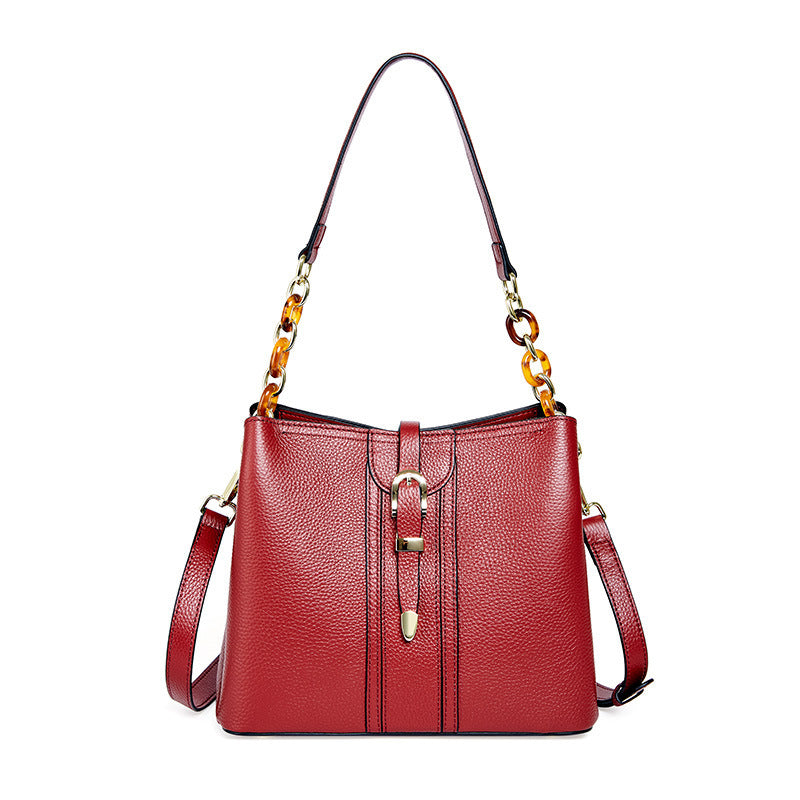 Genuine Leather Designer Handbag, Fashion, Elegant, High Quality, Large Capacity, Bucket Bag
