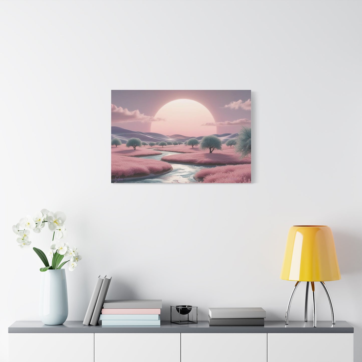 Serene Landscape Canvas Print - "Pink Eden", Wall Art Decor, Home Décor, Gift for Nature Lovers, Living Room Decoration