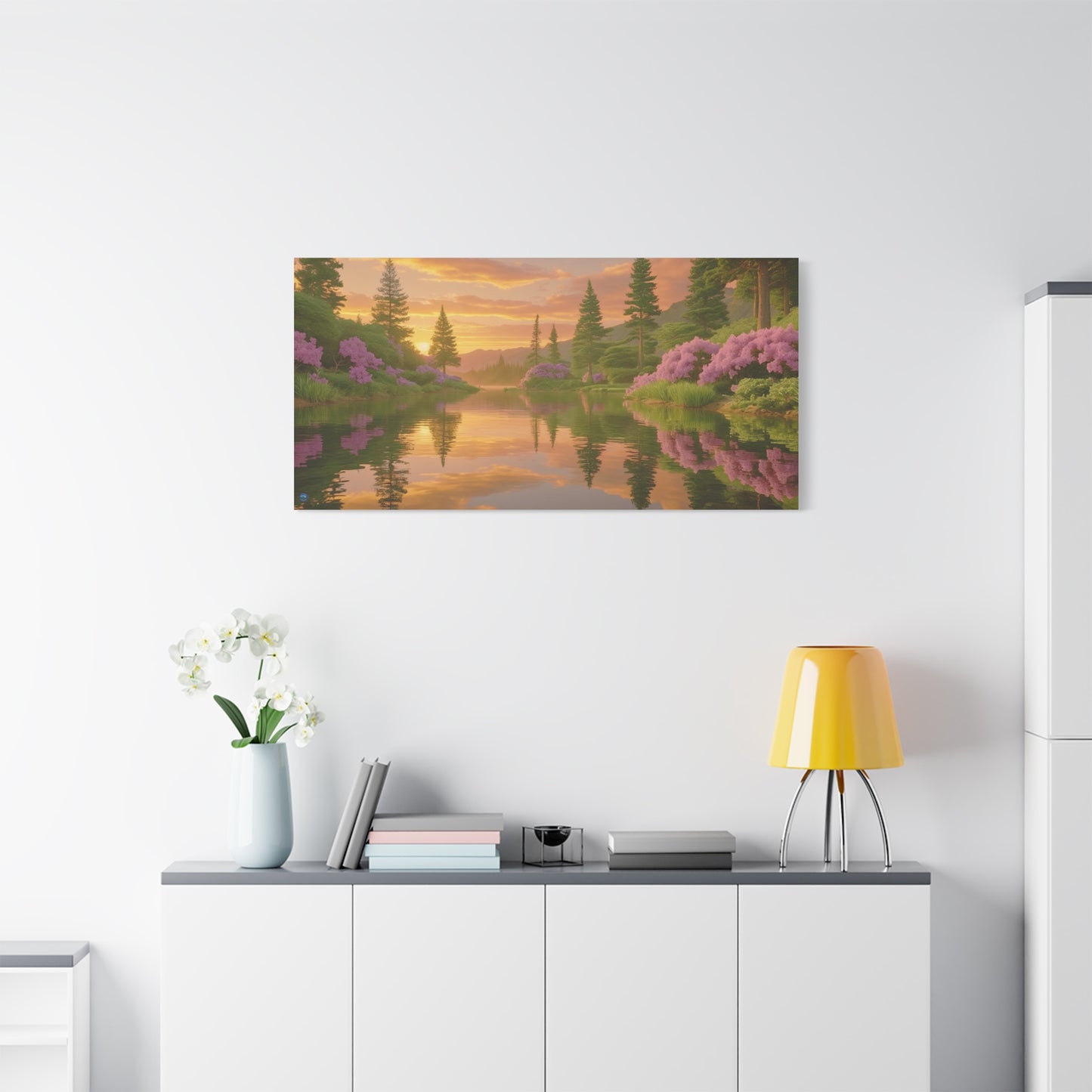 Serena Lake Sunrise Landscape Canvas Print - "Reflection" series, Tranquil and Abundant, Wall Art Decor, Home Décor, Gift for Nature Lovers, Living Room Decoration