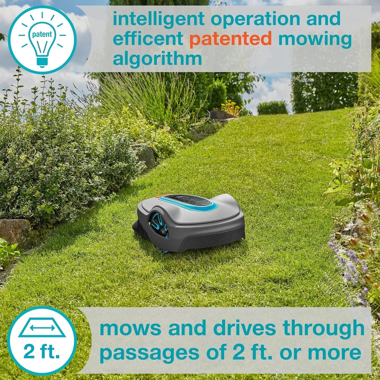 Automatic Robotic Lawn Mower, with Bluetooth app and Boundary Wire, one of The quietest in its Class, for lawns up to 8100 Sq Ft