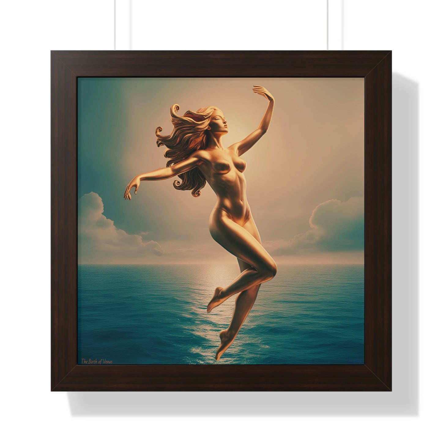 "Witness the Birth of Celestial Beauty — Golden Venus Rises from the Ocean’s Embrace";Dreamy Art for Home Decor, The Birth of Venus" Series, Modern Home Art, Unique Gift for Her, Beach House Wall Art, Stylish Decor