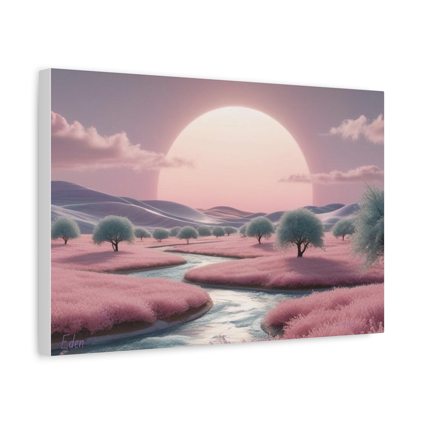 Serene Landscape Canvas Print - "Pink Eden", Wall Art Decor, Home Décor, Gift for Nature Lovers, Living Room Decoration