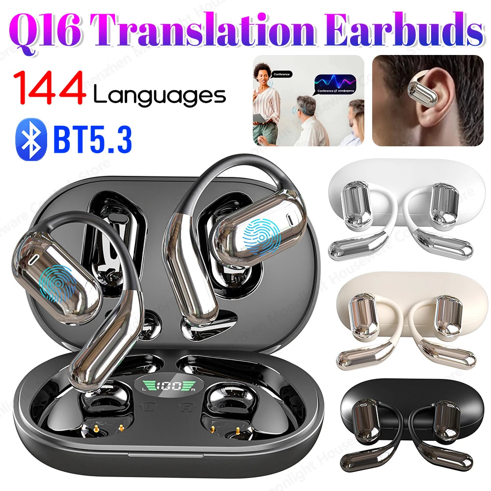 3in1 AI Translator Earbuds 144 Languages Noise Cancelling Bluetooth Headset Instant Translator Smart Voice Real Time for Travel