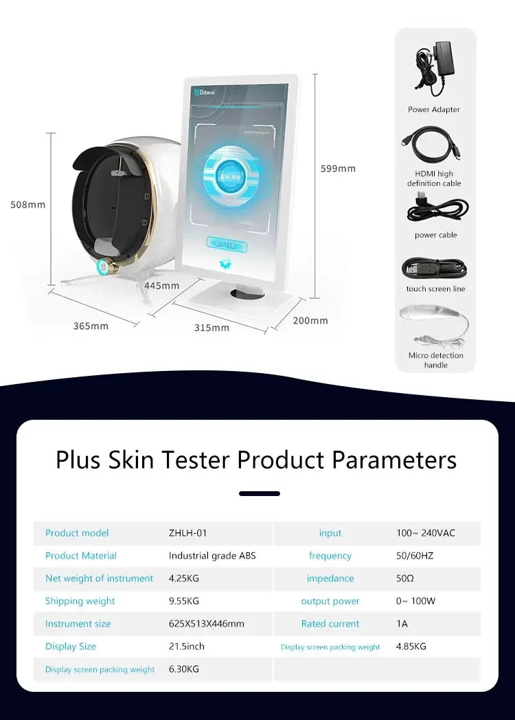 20253D Skin Scanner Care 21.0 Inch Bitmoji Plus AI Intelligent Facial Mirror Portable Testing Detector Face Camera Test Analysis