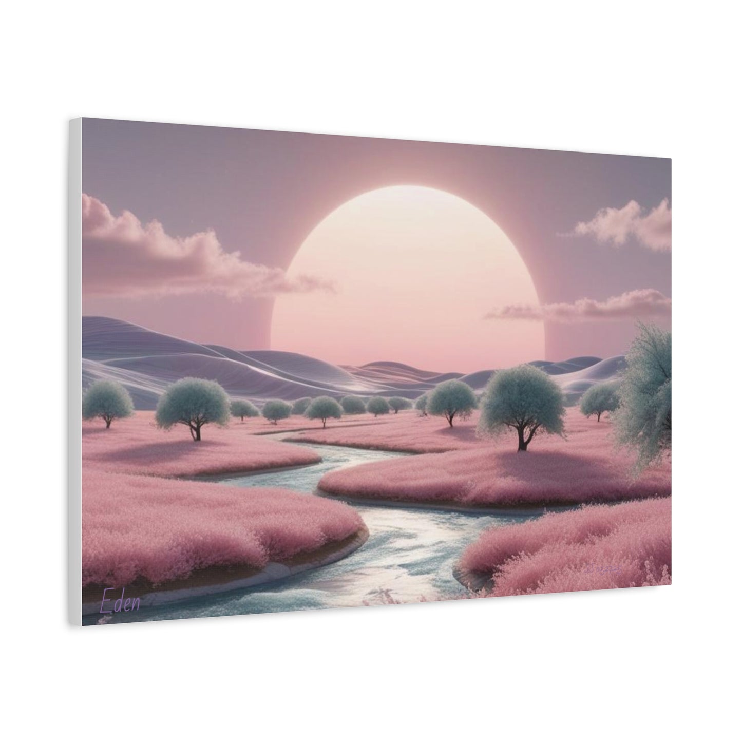 Serene Landscape Canvas Print - "Pink Eden", Wall Art Decor, Home Décor, Gift for Nature Lovers, Living Room Decoration