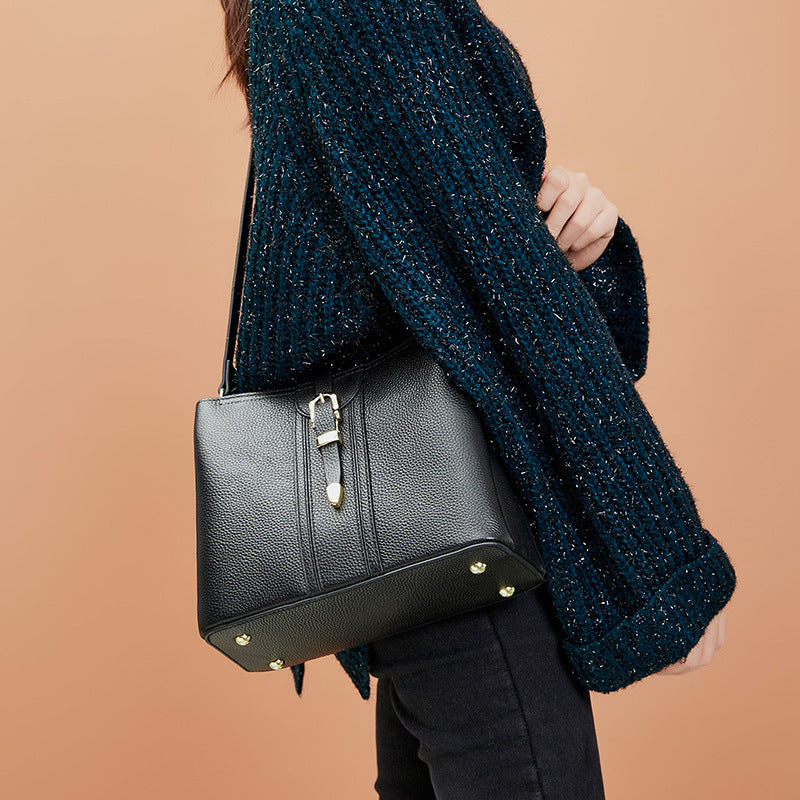 Genuine Leather Designer Handbag, Fashion, Elegant, High Quality, Large Capacity, Bucket Bag
