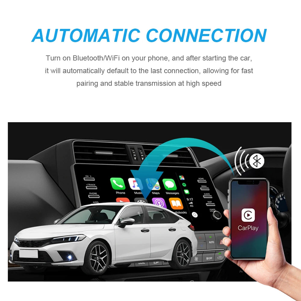 Acodo New Wireless CarPlay Android Auto Car Adapter Plug and Play Smart Mini Box WiFi Connect Universal Bluetooth Fast Connect