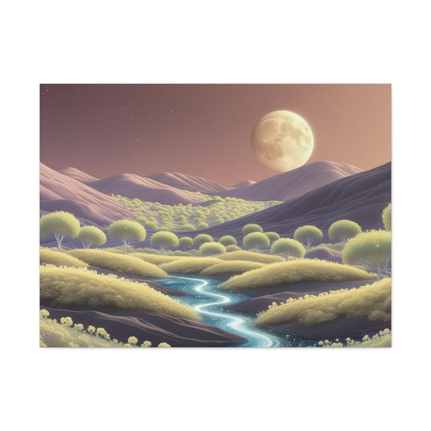 Serene Landscape Canvas Print - "Eden In Other Stars", Wall Art Decor, Home Décor, Gift for Nature Lovers, Living Room Decoration