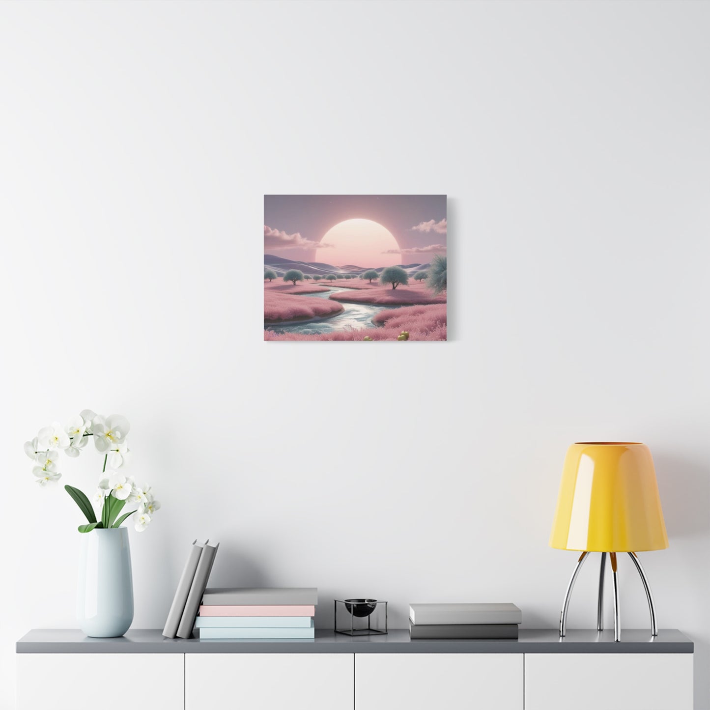 Serene Landscape Canvas Print - "Pink Eden", Wall Art Decor, Home Décor, Gift for Nature Lovers, Living Room Decoration