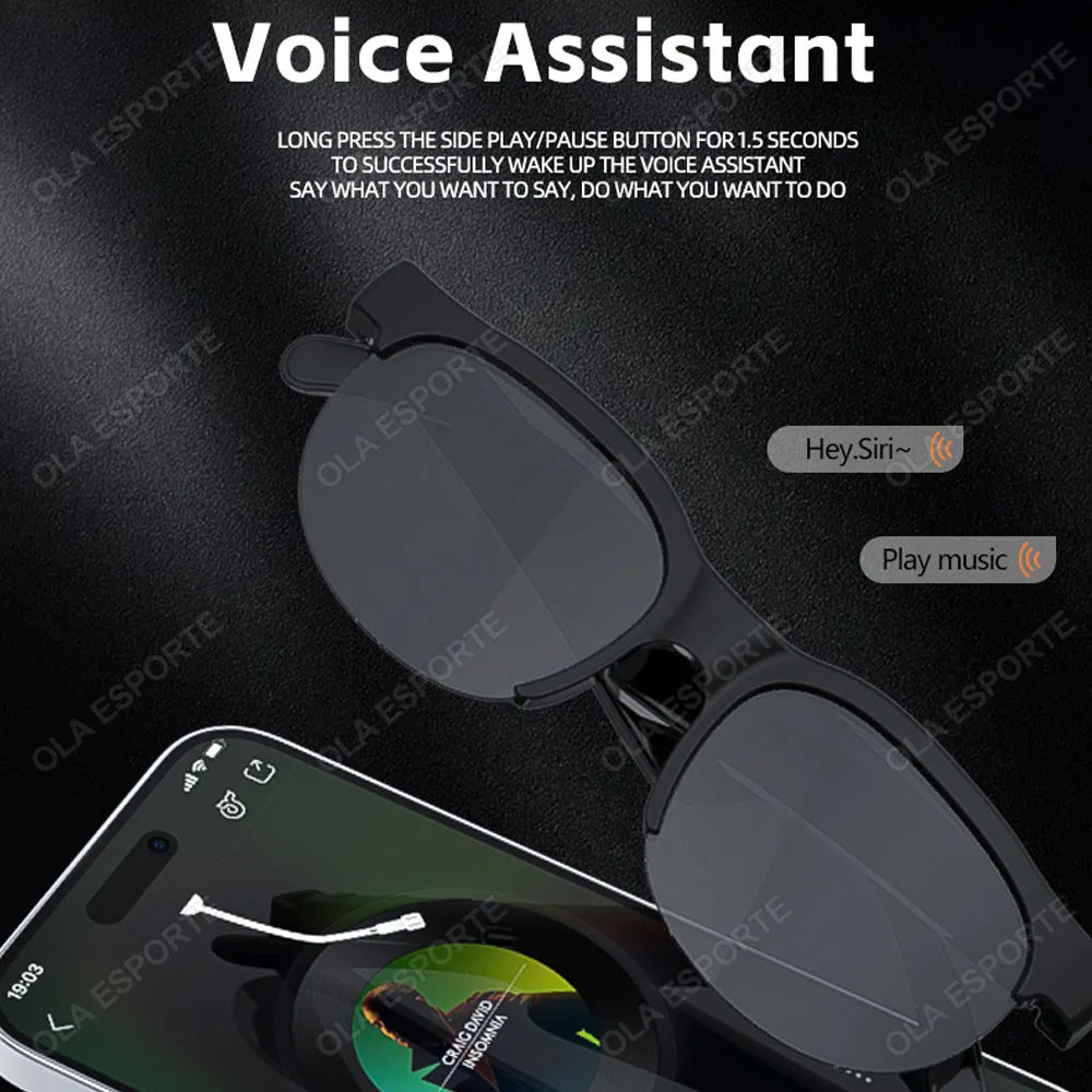 New AI Smart Glasses Voice Assistant Navigation Play Music BT Call Drive Outdoor Sunglasses Protect eyes Smart glasses Men Women