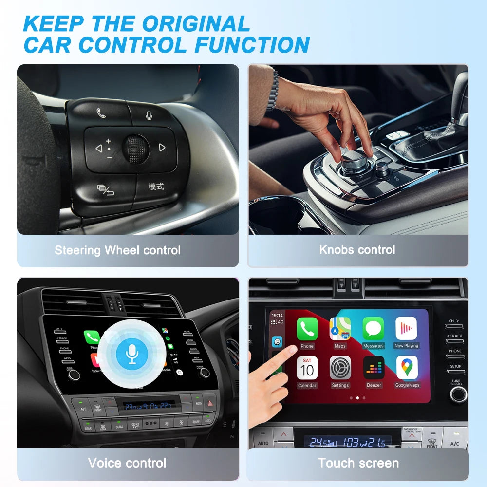 Acodo New Wireless CarPlay Android Auto Car Adapter Plug and Play Smart Mini Box WiFi Connect Universal Bluetooth Fast Connect