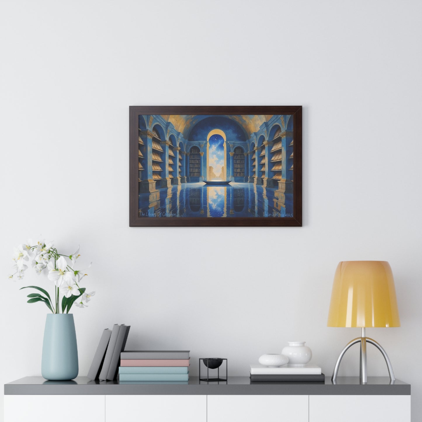 "The Library of Ctesiphon – An Impressionist Ode to Lost Wisdom, Eternal Light" , Original Art, Wall Decor, Perfect Gift, Library Theme Decoration