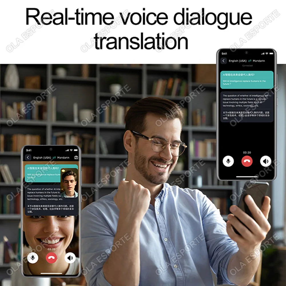 AI Smart Glasses Intelligent Realtime Language Translator Bluetooth Wireless Headphone AI Chat Anti-blue light glasses Men Women