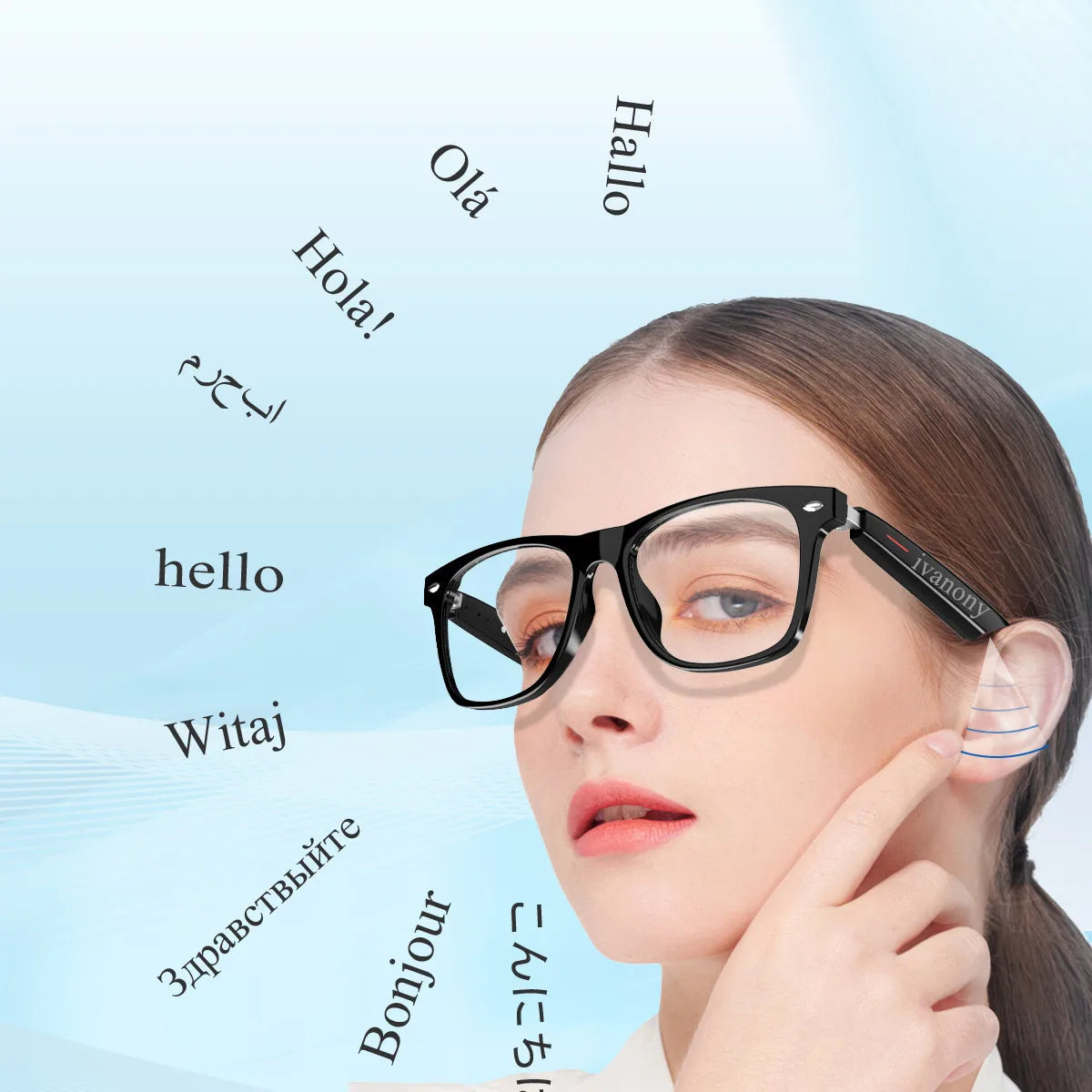Smart Glasses Translator Bluetooth Audio Call Voice Assistant Listen Songs AI Smart Translate Eyeglasses for Studying Business