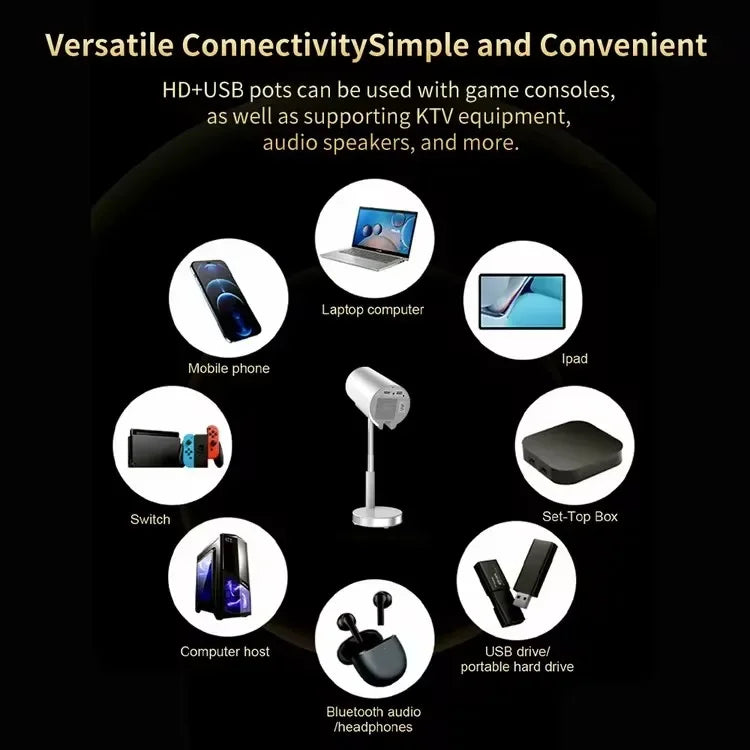 Smart Mini Projector Native 720P Support 1080P 4K Video Android13 WiFi Bluetooth Electronic Focus Ceiling Projection