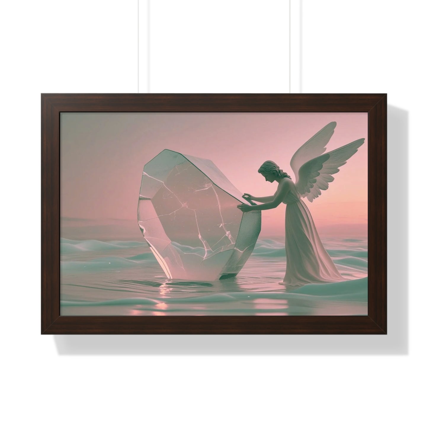 The Mending Angel - Framed Wall Art,Wall Deco, Beach House Wall Art, Stylish Decor 24" x 16"