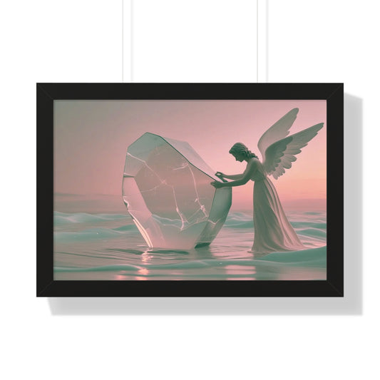 The Mending Angel - Framed Wall Art,Wall Deco, Beach House Wall Art, Stylish Decor 24" x 16"