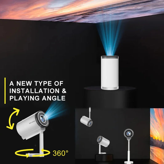 Smart Mini Projector Native 720P Support 1080P 4K Video Android13 WiFi Bluetooth Electronic Focus Ceiling Projection