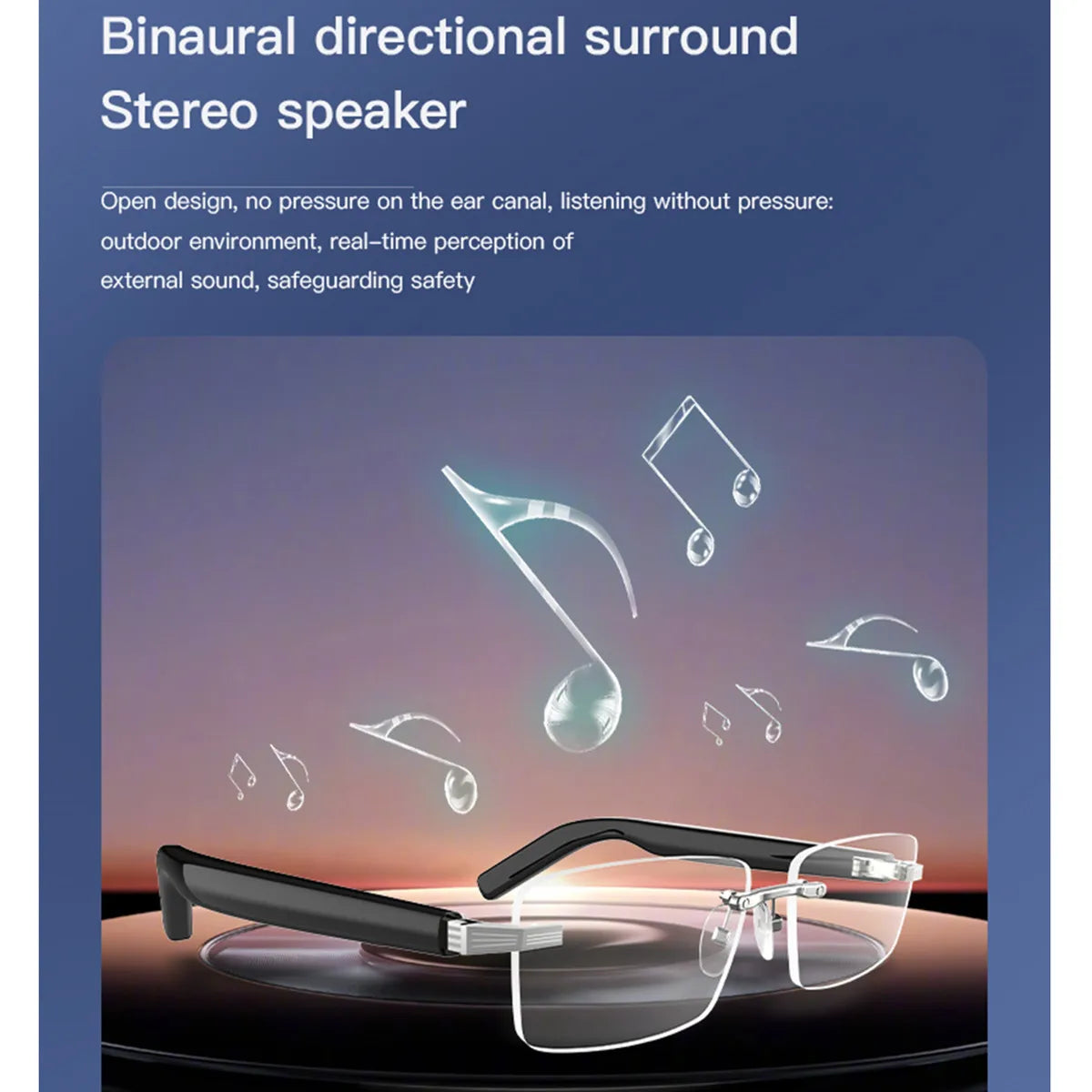 AI Smart Translate Eyeglasses Hands Free Calling Noise Canceling Voice Assistant Remote Camera Listen Songs Smart Glasses Man