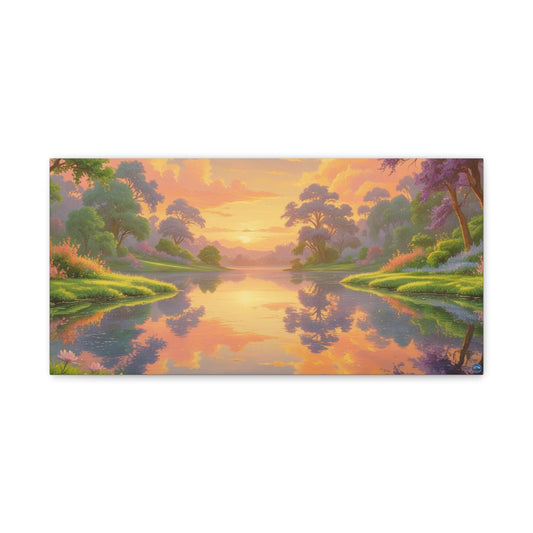 Sunrise Lake Landscape Canvas Print -  "Reflection" series, Wall Art Decor,  Home Décor, Gift for Nature Lovers, Living Room Decoration