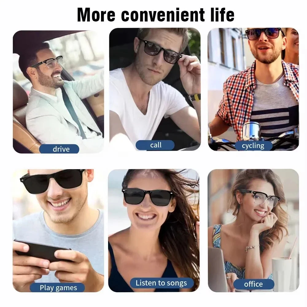 E13 Bluetooth Smart Glasses With Automatic Adjustment AI Voice Noise Reduction Music Eyewear Waterproof Calls Eyeglass