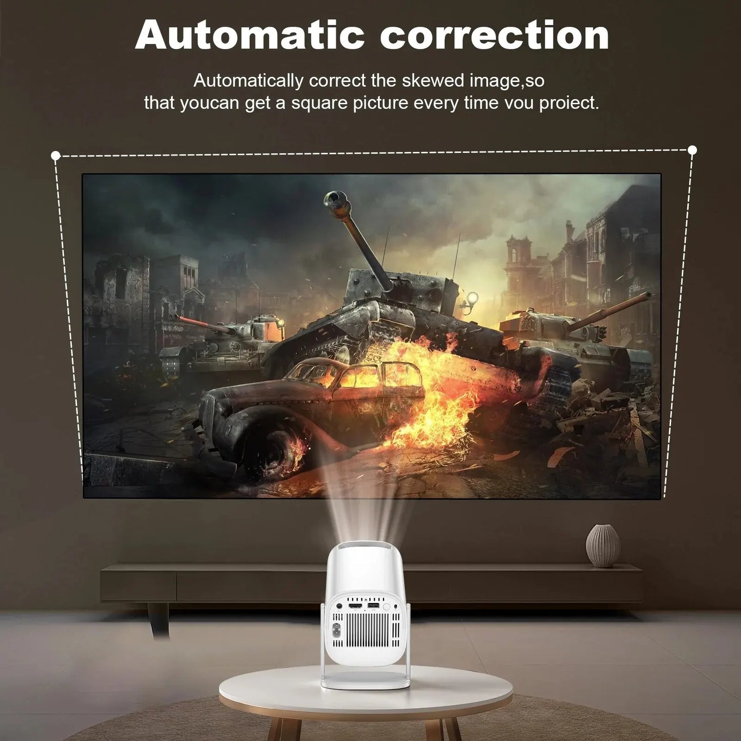 4K Projector Wifi6 BT5.4 Auto Focus Correction Smart Android11 720P Home Theater Pocket Outdoor Beamer for 1080P Movie
