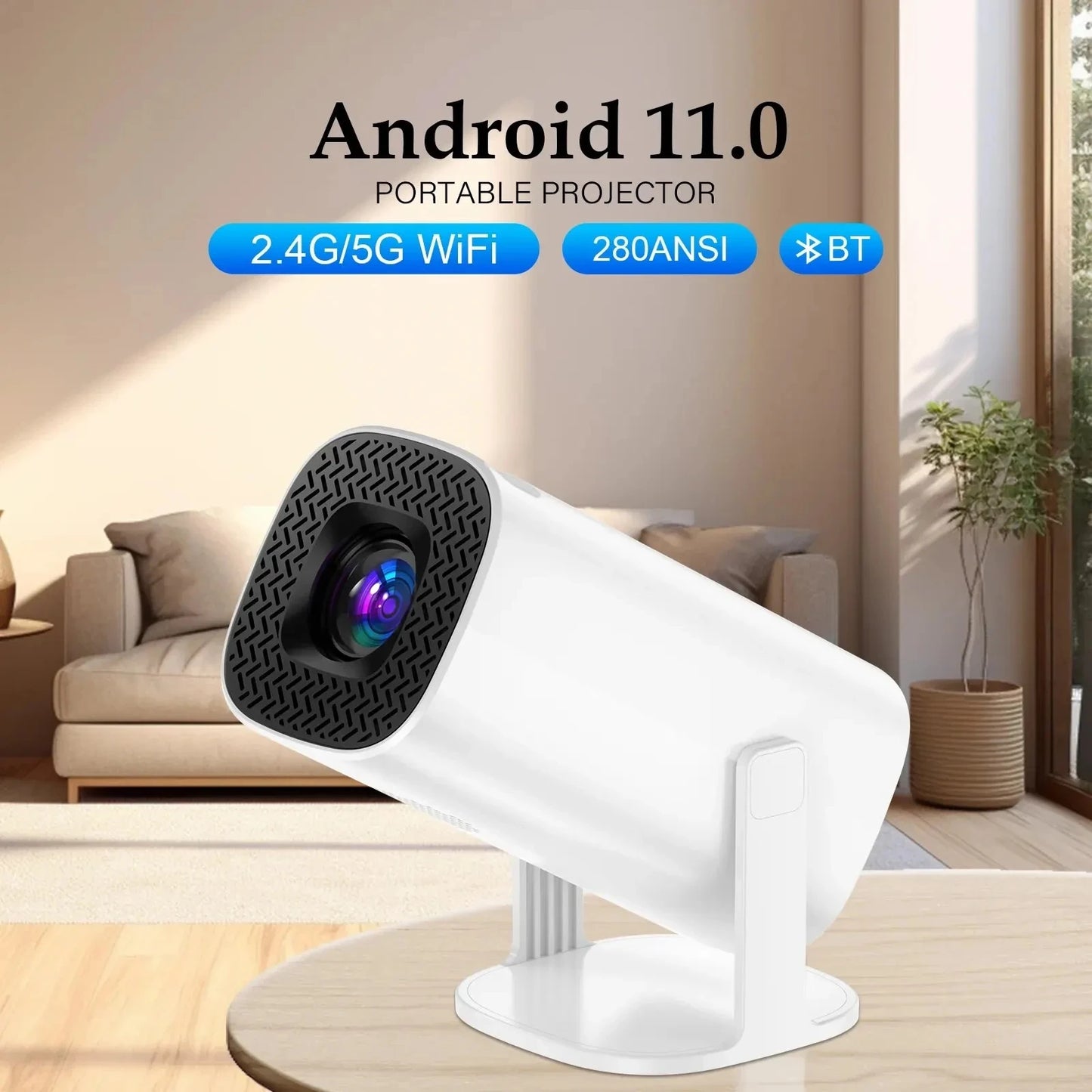 4K Projector Wifi6 BT5.4 Auto Focus Correction Smart Android11 720P Home Theater Pocket Outdoor Beamer for 1080P Movie