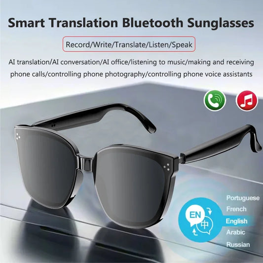 Men Women AI Smart Glasses Intelligent Real-time Language Translator Bluetooth Wireless Headphone AI Chat Driving Sunglasses
