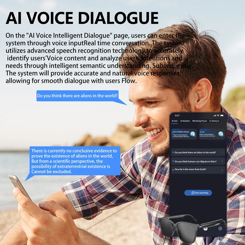 New HY-C8 Smart Glasses AI Intelligent Translation Wireless Bluetooth Glasses Real-time Simultaneous Interpretation Headset 2025