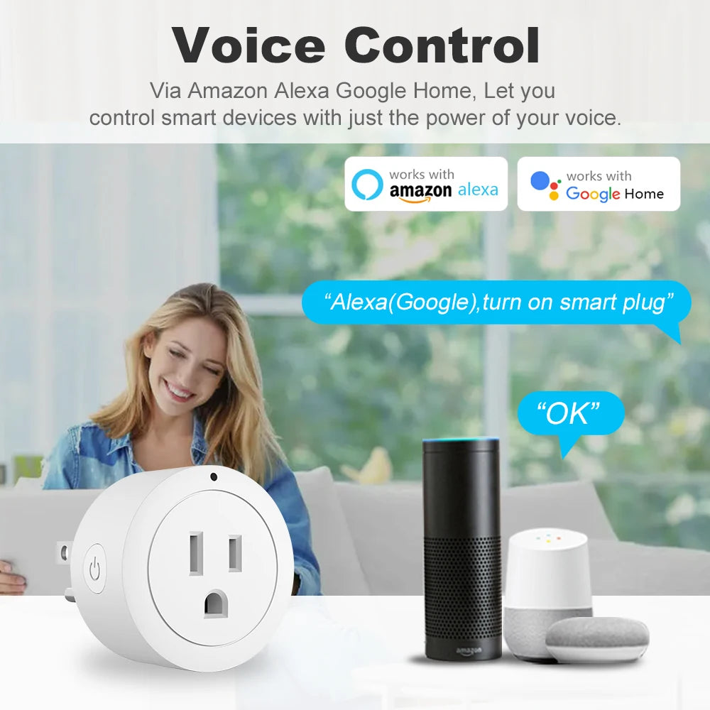 US 10A Wifi Socket Wireless Switch Smart Home App Scene Linkage Plug Support APP Voice Control For Alexa Google Home