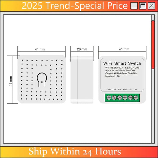 For Matter 16A Smart Wifi Switch One Open Dual Control Control Switches Mini Smart Breaker Voice Control Work With Durable