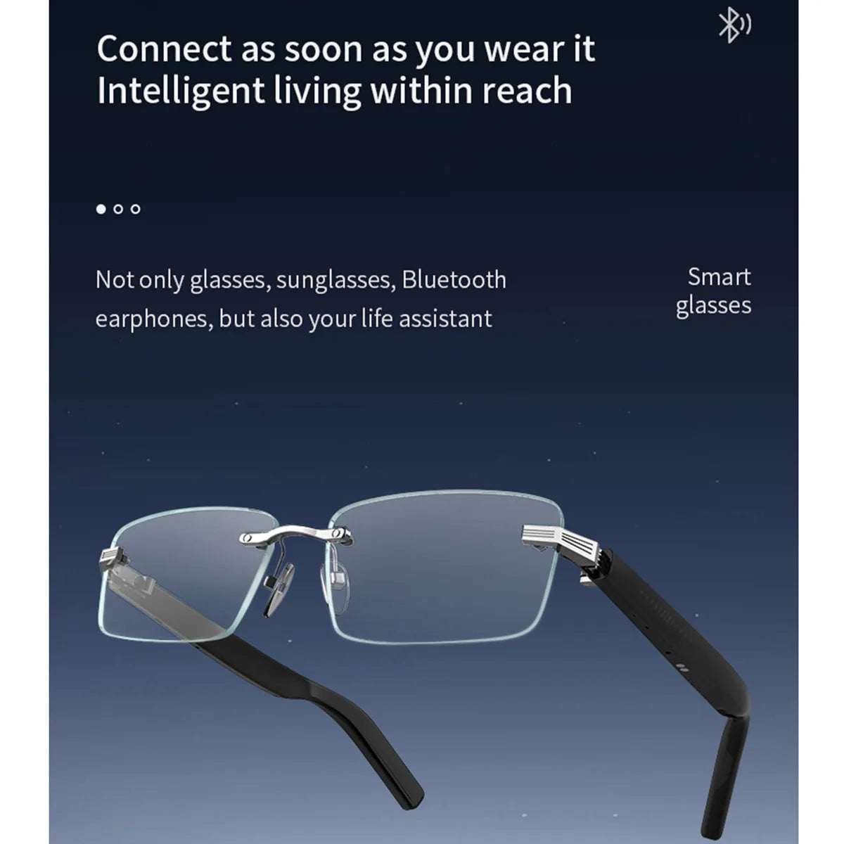 AI Smart Translate Eyeglasses Hands Free Calling Noise Canceling Voice Assistant Remote Camera Listen Songs Smart Glasses Man