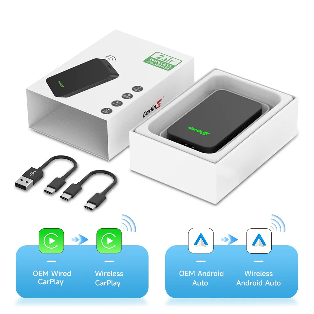 CarlinKit 5.0 4.0 Mini Android Auto CarPlay Wireless Adapter Smart CarPlay Ai Box Wired To Wireless Auto-connect Online Upgrade