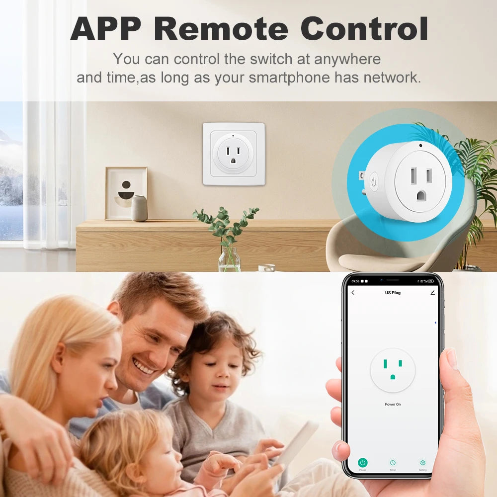 US 10A Wifi Socket Wireless Switch Smart Home App Scene Linkage Plug Support APP Voice Control For Alexa Google Home