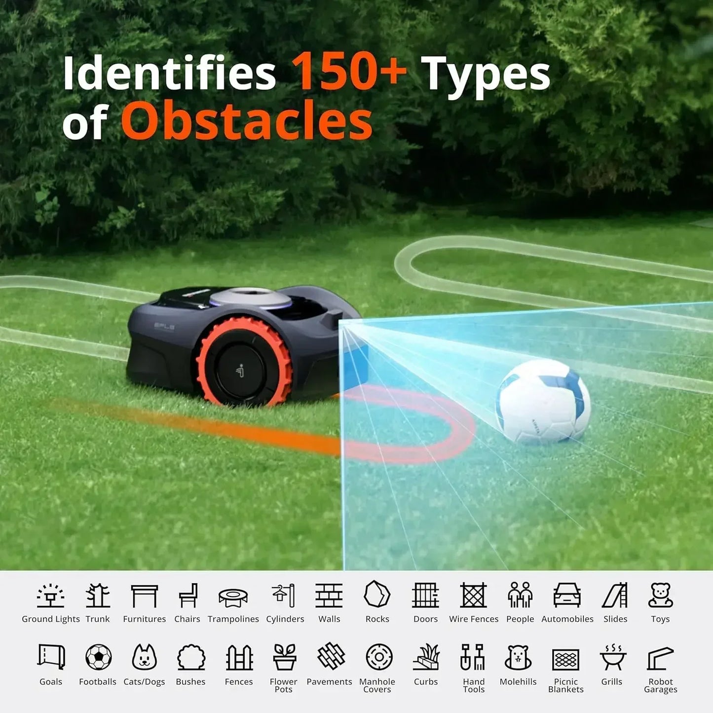 i110N Robot Lawn Mower Perimeter Wire Free 1/4 Acre RTK+Vision Robotic Lawnmower, AI-Assisted Mapping, Virtual Boundary
